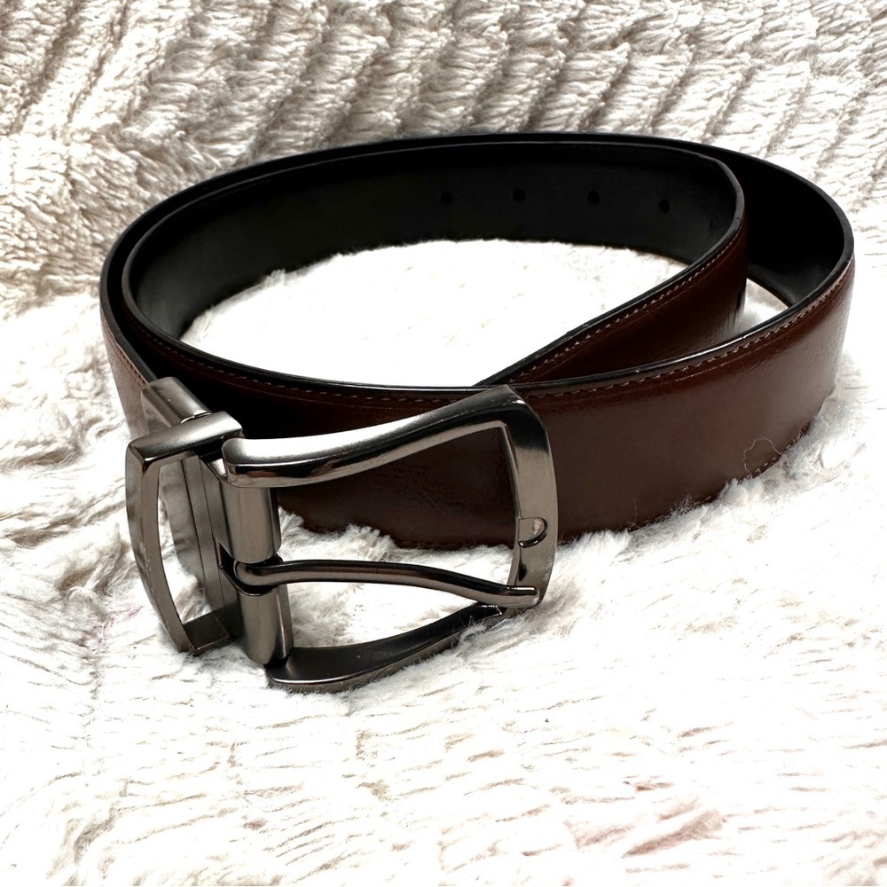 Original Penguin by Munsingwear REVERSIBLE Leather Black & Brown Belt,  size 34
